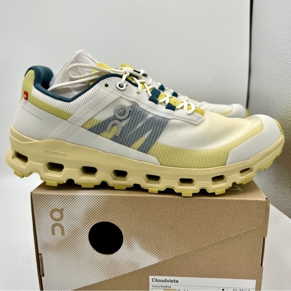 NWT On Running Cloudvista Running Shoes Ivory Endive yellow green men’s trail